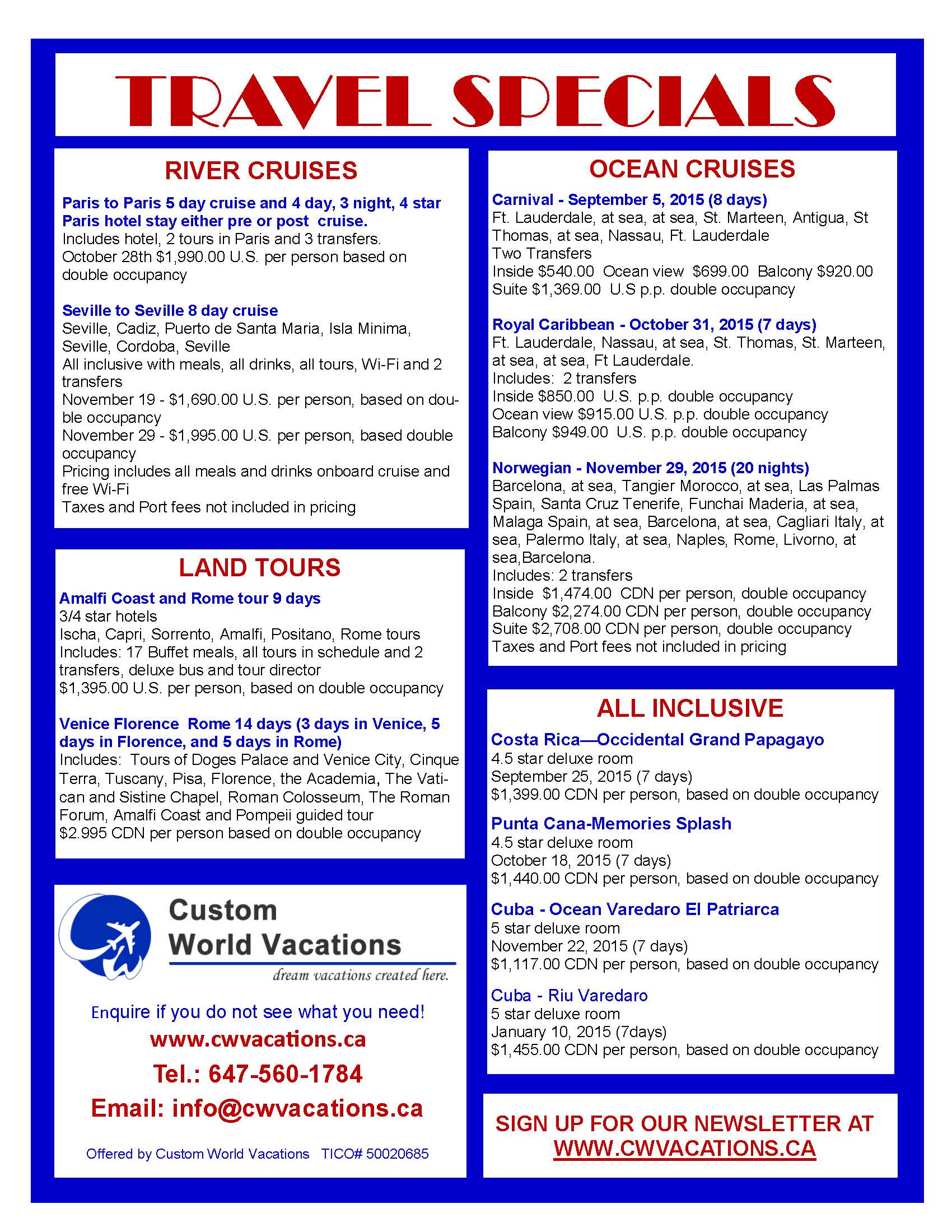 Travel Specials CWVacations